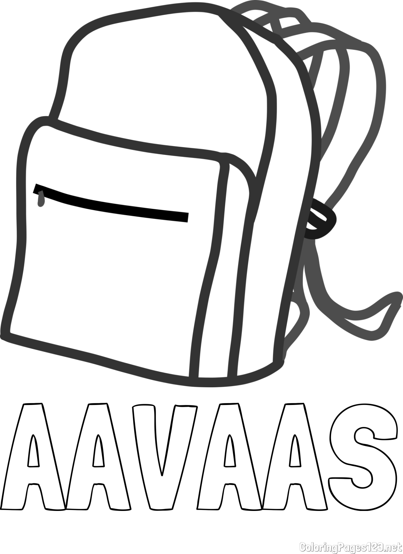AAVAAS Coloring Page and School Backpack Coloring Page