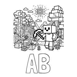 Online Created Coloring Page - AB Coloring Page and Minecraft World Coloring Page