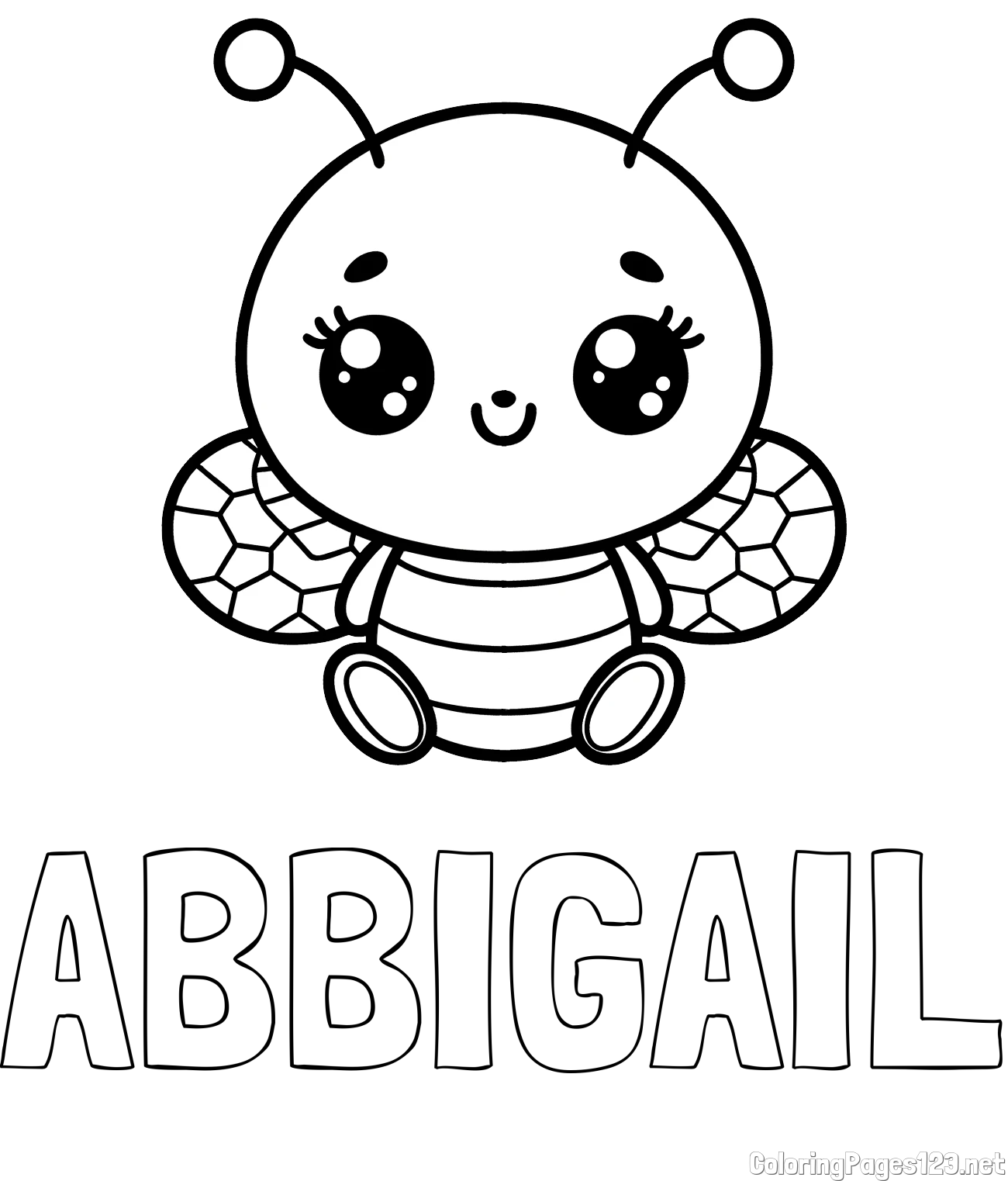 ABBIGAIL Coloring Page and Children's Coloring Page of a Cute Bee