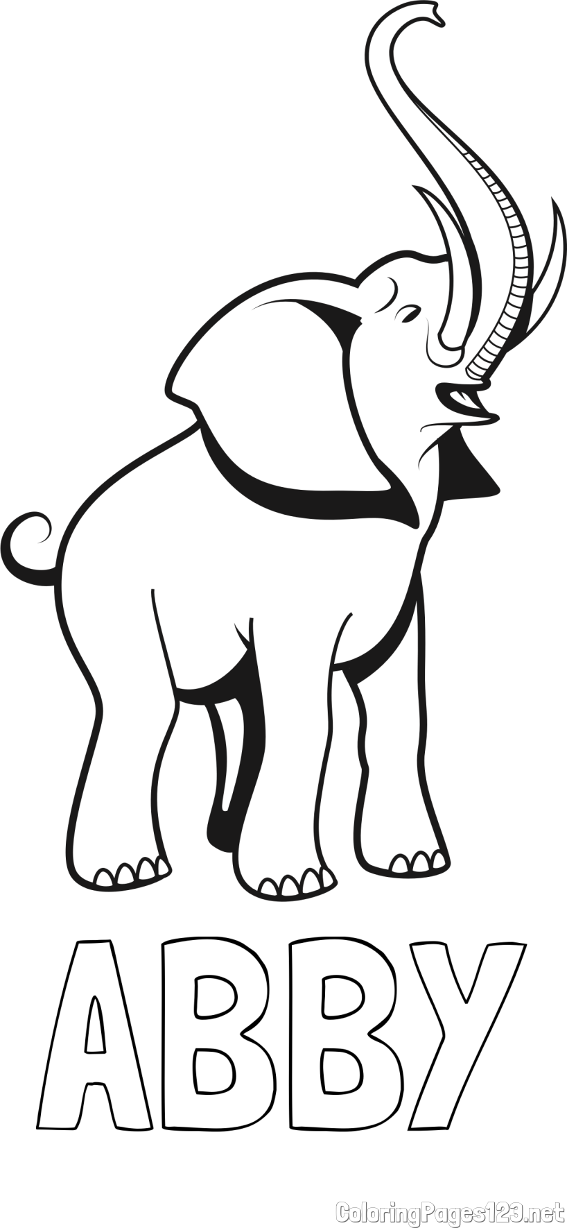 ABBY Coloring Page and Playful Elephant Coloring Page