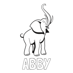 Online Created Coloring Page - ABBY Coloring Page and Playful Elephant Coloring Page