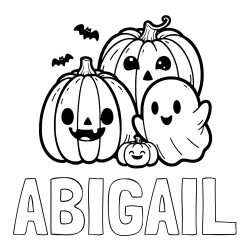 Online Created Coloring Page - ABIGAIL Coloring Page and Halloween Pumpkin and Ghost Coloring Page