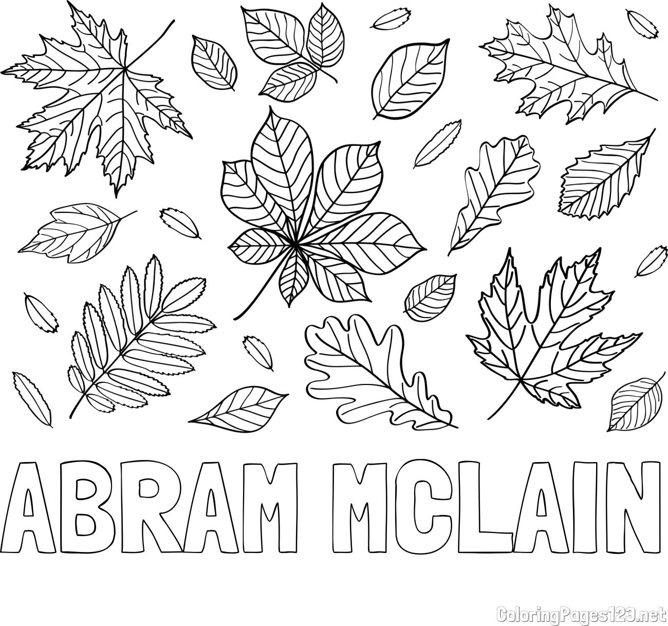ABRAM MCLAIN Coloring Page and Autumn Leaves Coloring Page