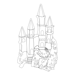 Abstract Castle Coloring Page - Simple Yet Detailed