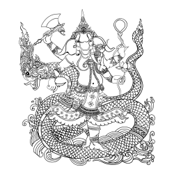 Abstract Elephant and Dragon Coloring Page