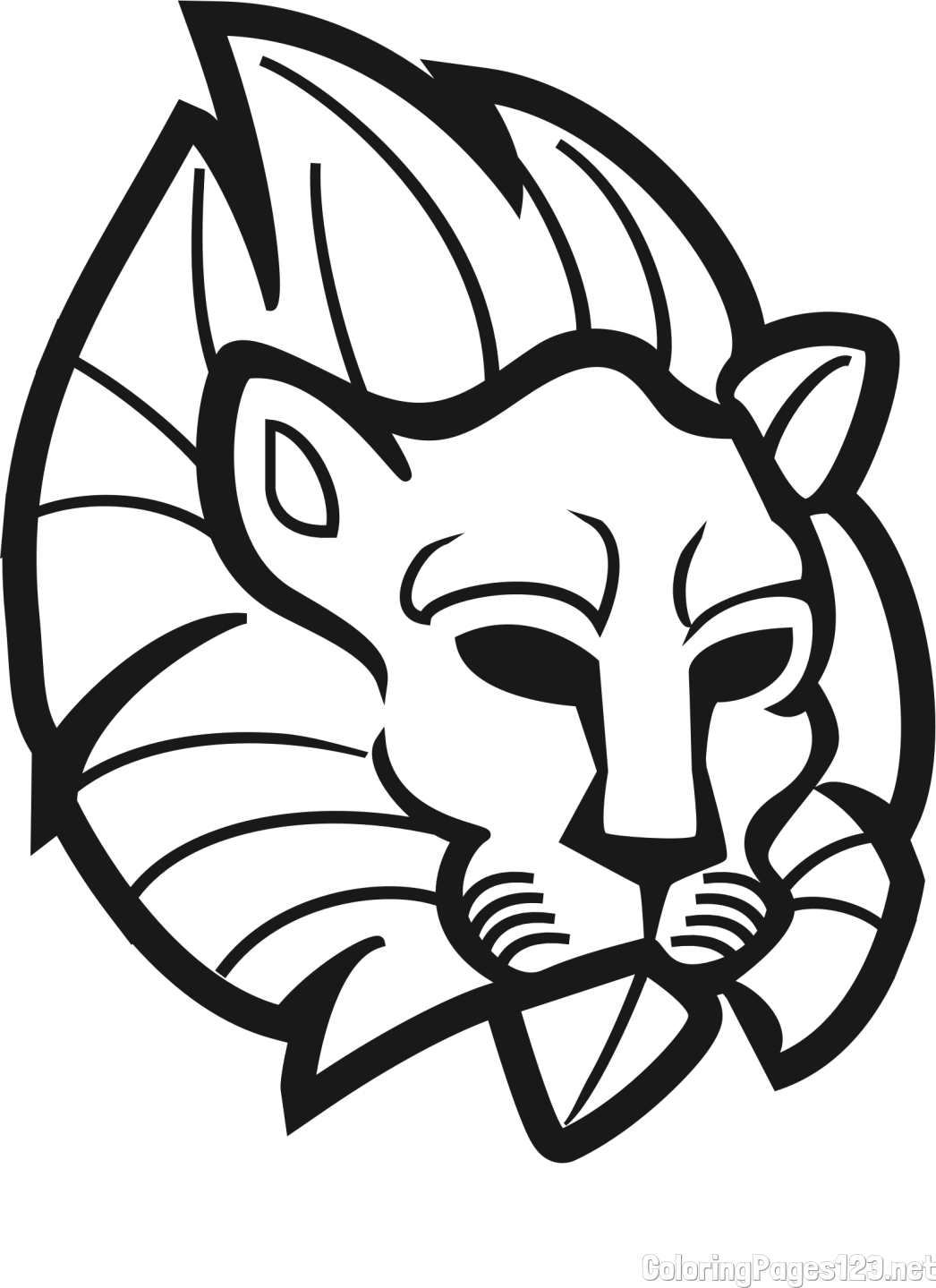 Abstract Lion Face Coloring Page