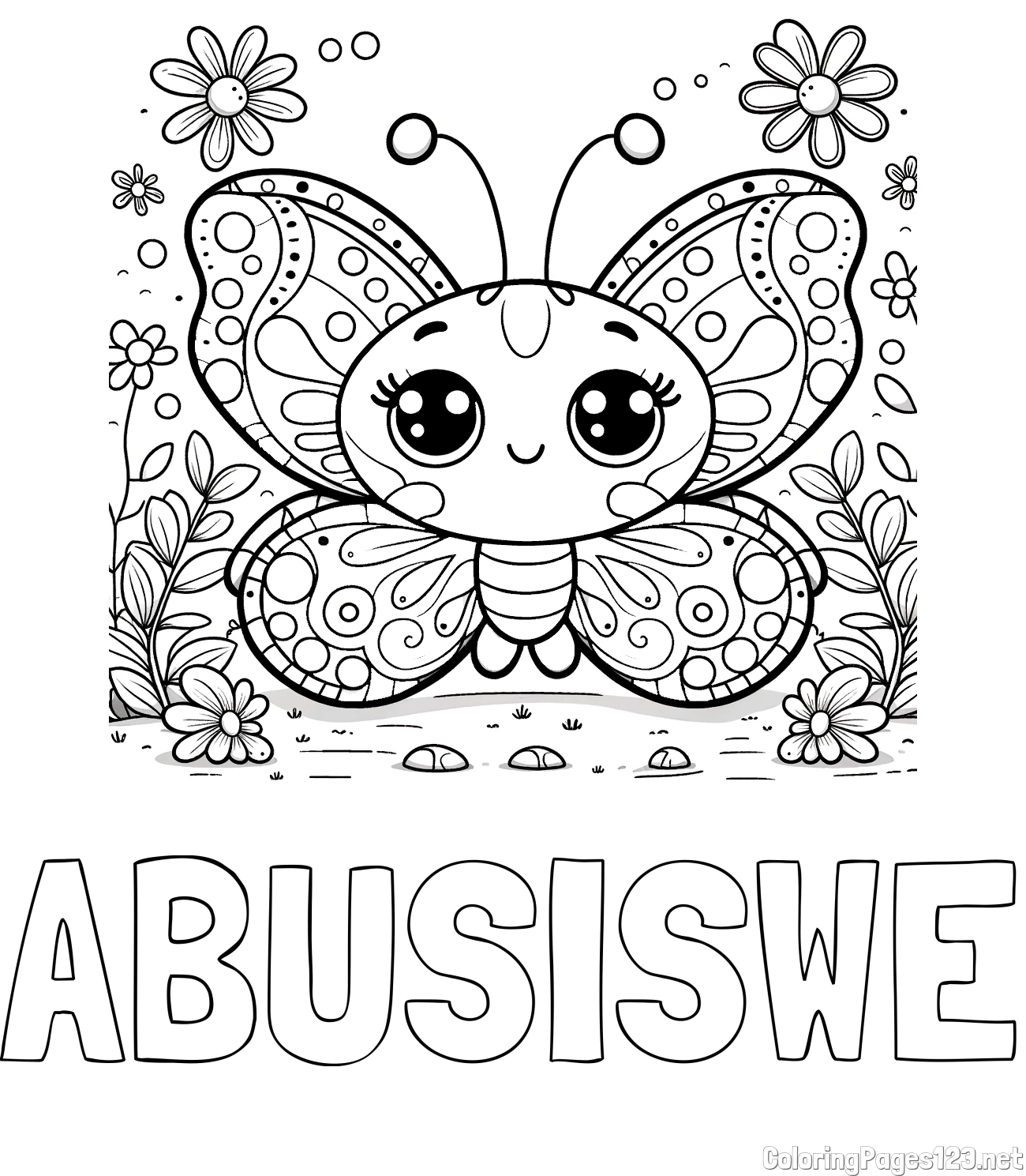ABUSISWE Coloring Page and Cute Butterfly Coloring Page