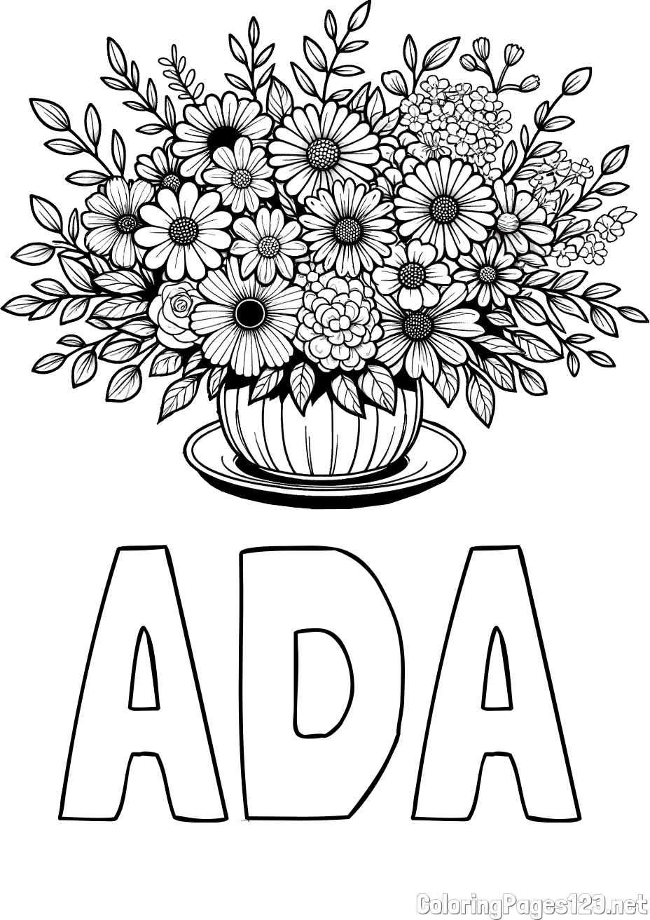 ADA Coloring Page and Beautiful Bouquet of Flowers Coloring Page