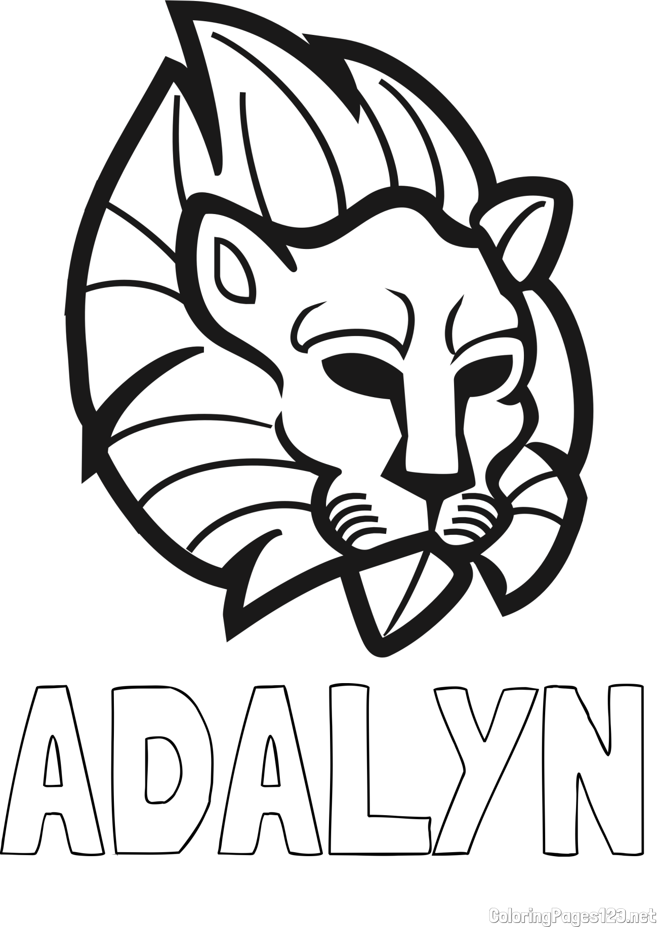 ADALYN Coloring Page and Abstract Lion Face Coloring Page