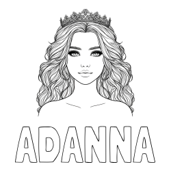 Online Created Coloring Page - ADANNA Coloring Page and Coloring Page of a Princess with a Crown