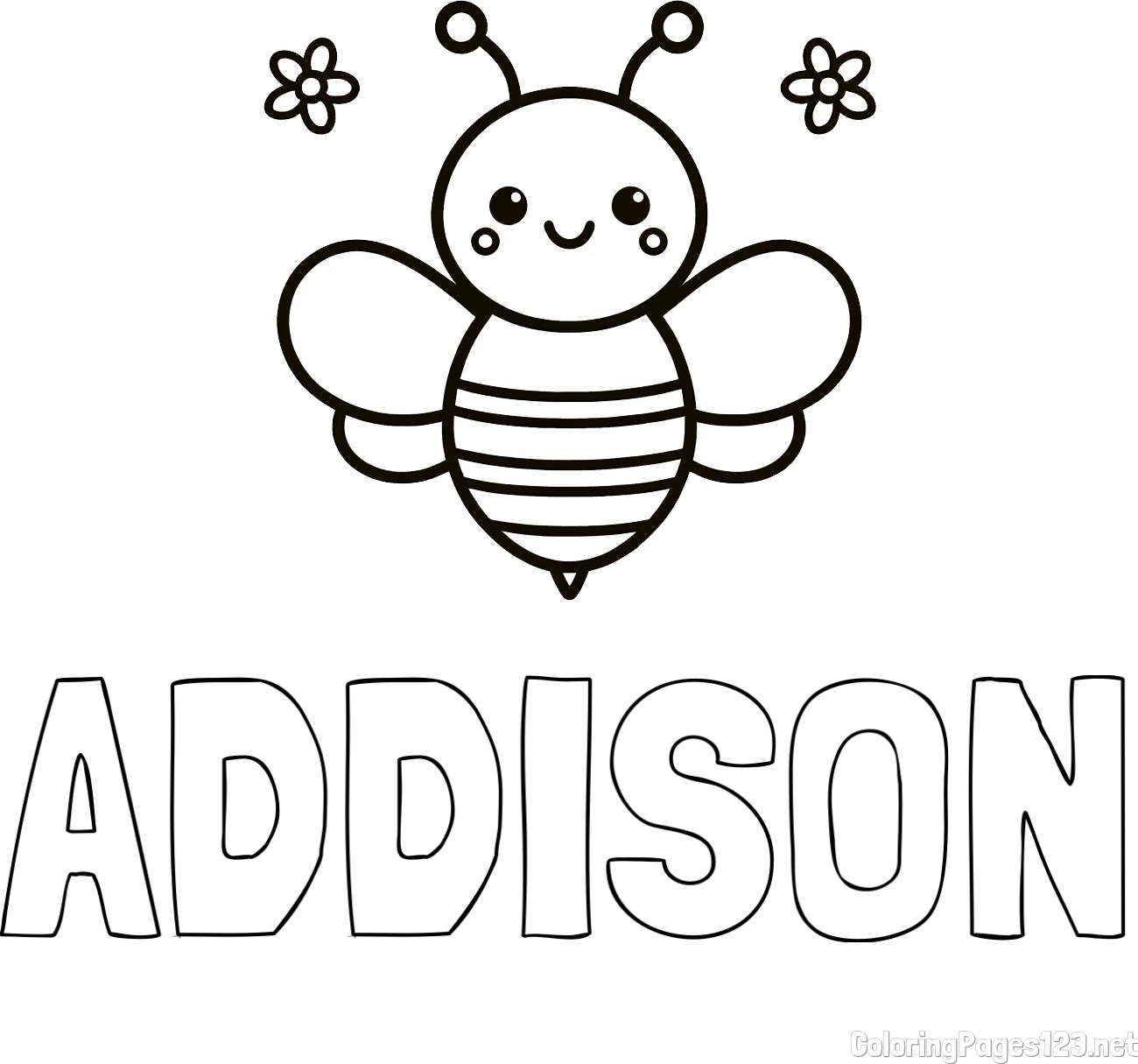 ADDISON Coloring Page alongside Children's Bee Coloring Book