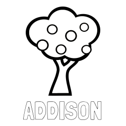 Online Created Coloring Page - ADDISON Coloring Page and Apple Tree Coloring Page