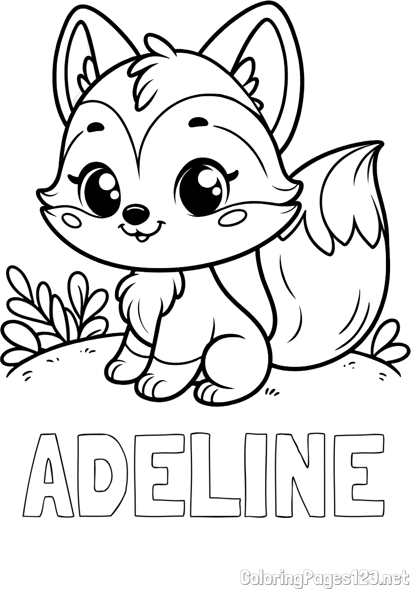 ADELINE Coloring Page and Cute Fox Coloring Page