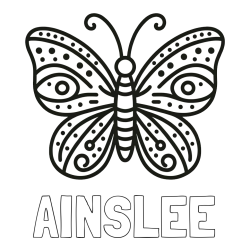 Online Created Coloring Page - AINSLEE Coloring Page and Butterfly Coloring Page (Simple)