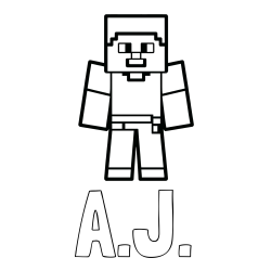Online Created Coloring Page - A.J. Coloring Page and Minecraft Steve Coloring Page