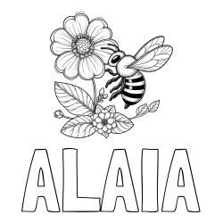 Online Created Coloring Page - ALAIA Coloring Page and Children's Coloring Book of a Little Bee and Flowers