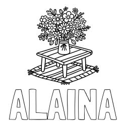 Online Created Coloring Page - ALAINA Coloring Page and Simple Flower Bouquet Coloring Page