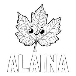 Online Created Coloring Page - ALAINA Coloring Page and Smiling Leaf Coloring Page for Kids