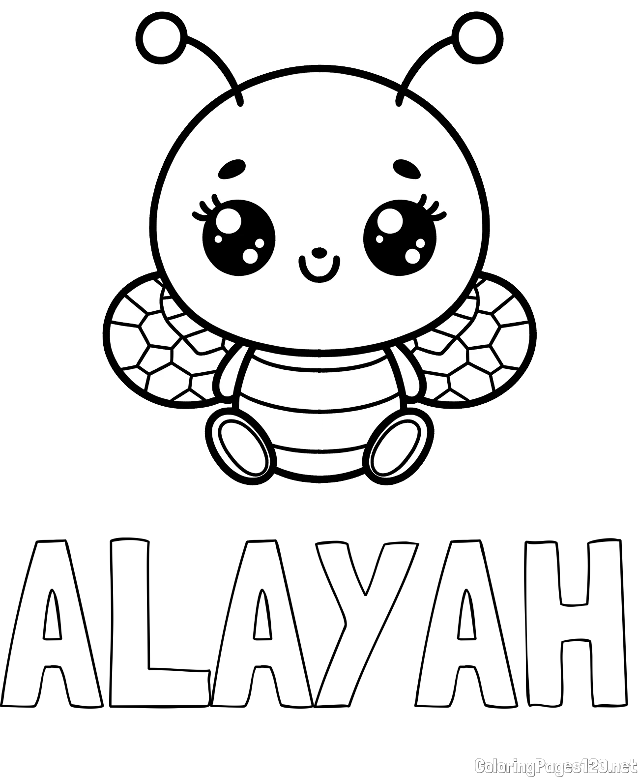 ALAYAH Coloring Page and Children's Coloring Page of a Cute Bee