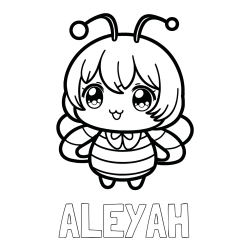 Online Created Coloring Page - ALEYAH Coloring Page and Anime-Style Bee Coloring Page