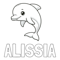 Online Created Coloring Page - ALISSIA Coloring Page and Children's Coloring Book of a Cute Dolphin