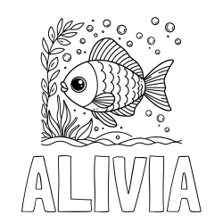 Online Created Coloring Page - ALIVIA Coloring Page and Free Coloring Page of a Cute Fish