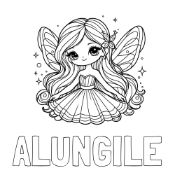 Online Created Coloring Page - ALUNGILE Coloring Page and Coloring Page of a Cute and Smiling Magical Fairy