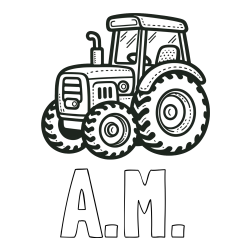 Online Created Coloring Page - A.M. Coloring Page and Beautiful Tractor Coloring Page