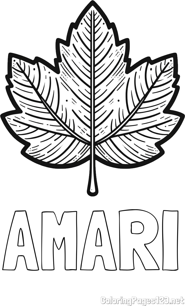 AMARI Coloring Page and Autumn Leaf Coloring Page