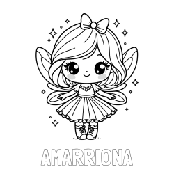 Online Created Coloring Page - AMARRIONA Coloring Page and Coloring Page of a Magical Fairy with a Cute Face