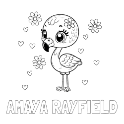 Online Created Coloring Page - AMAYA RAYFIELD Coloring Page and Coloring Page of a Cute Flamingo with Flowers