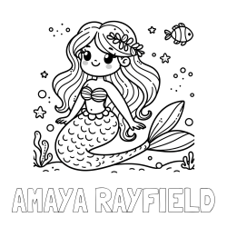 Online Created Coloring Page - AMAYA RAYFIELD Coloring Page and Coloring Page of a Cute Mermaid in the Sea