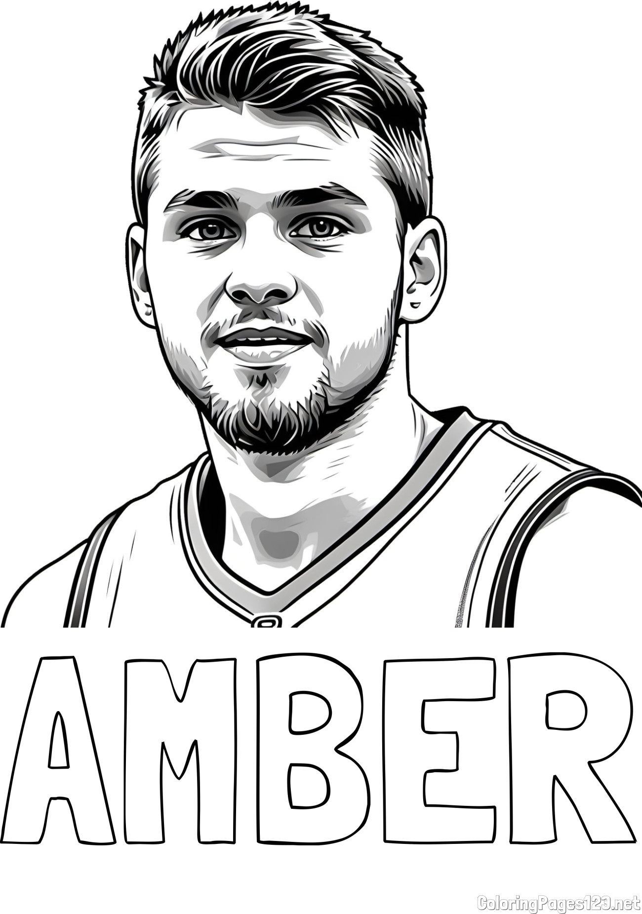 AMBER Coloring Page and Basketball Player Coloring Page