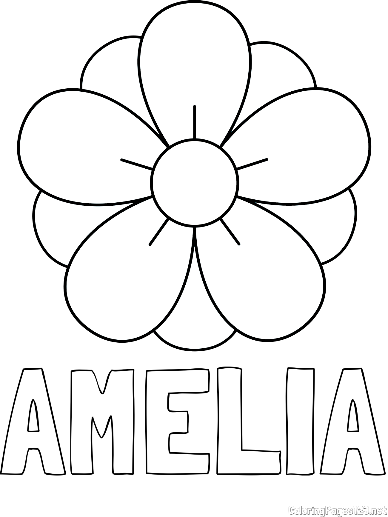 AMELIA Coloring Page alongside Flower Without Stem Coloring Page