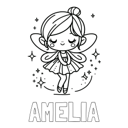 Online Created Coloring Page - AMELIA Coloring Page and Children's Coloring Page of a Magical Fairy