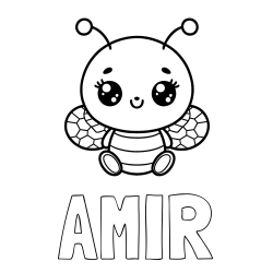 Online Created Coloring Page - AMIR Coloring Page and Children's Coloring Page of a Cute Bee