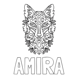 Online Created Coloring Page - AMIRA Coloring Page and Wolf Mandala Coloring Page