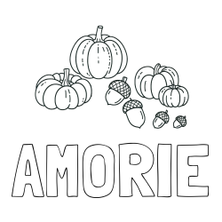Online Created Coloring Page - AMORIE Coloring Page and Autumn Harvest Coloring Page - Acorns and Pumpkins
