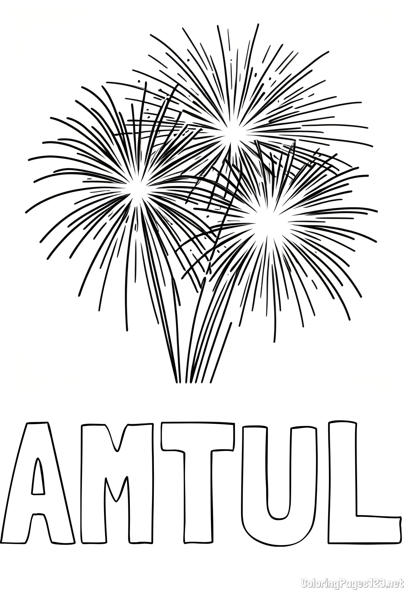 AMTUL Coloring Page and Beautiful Fireworks Coloring Page