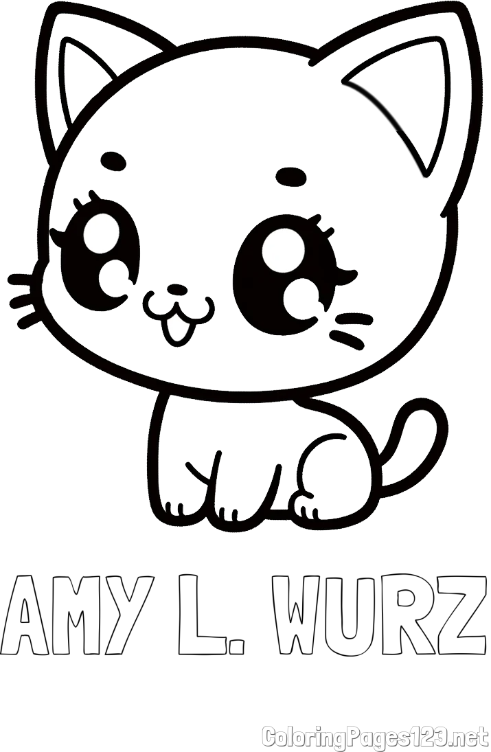 AMY L. WURZ Coloring Page and Coloring Page of an Anime Cat