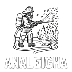 Online Created Coloring Page - ANALEIGHA Coloring Page and A coloring page of a firefighter and a big fire