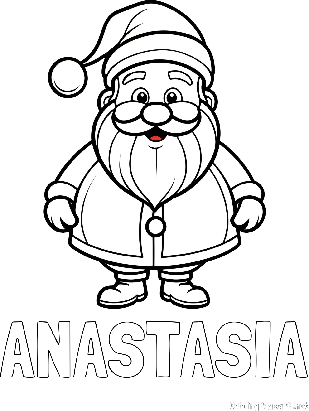 ANASTASIA Coloring Page and Adorable Santa Claus Coloring Page for kids