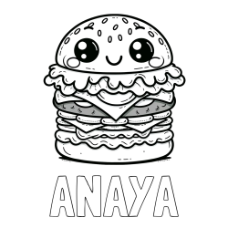 Online Created Coloring Page - ANAYA Coloring Page and Smiling Hamburger Coloring Page for Kids