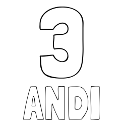 Online Created Coloring Page - ANDI Coloring Page and Coloring page of number three (3)