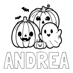 Online Created Coloring Page - ANDREA Coloring Page and Halloween Pumpkin and Ghost Coloring Page