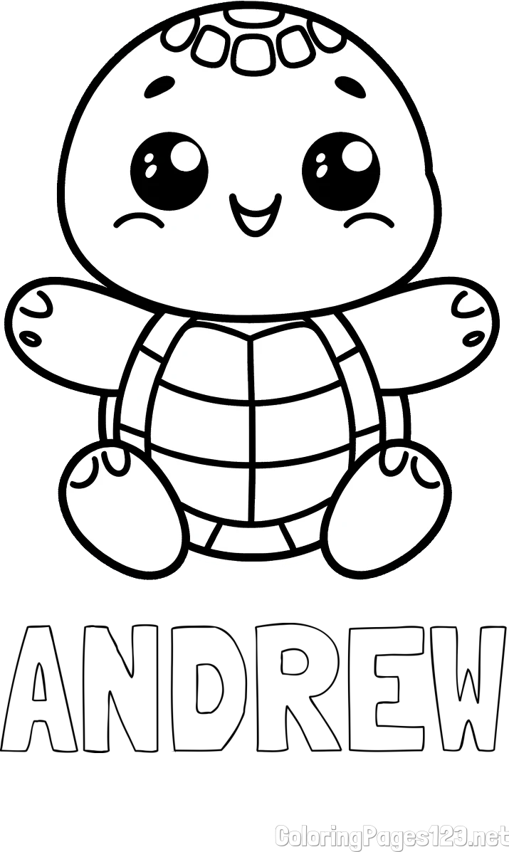 ANDREW Coloring Page alongside Easy Coloring Page of Turtle