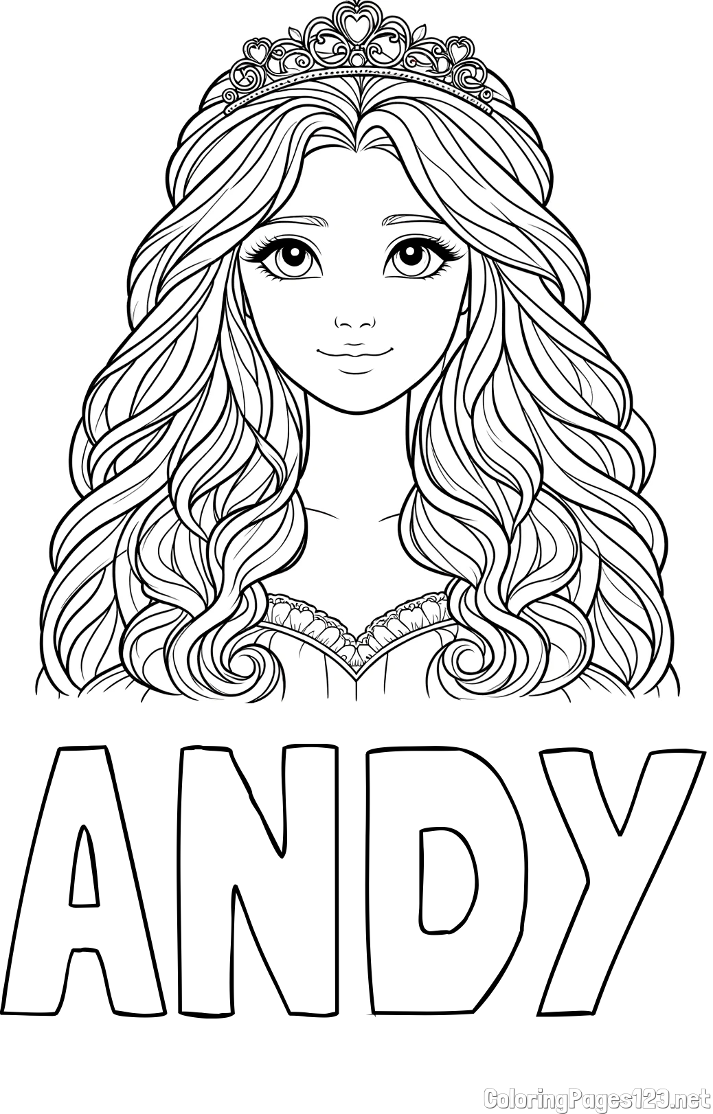 ANDY Coloring Page and Princess Coloring Page