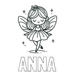 Online Created Coloring Page - ANNA Coloring Page and Simple Coloring Page of a Magical Fairy