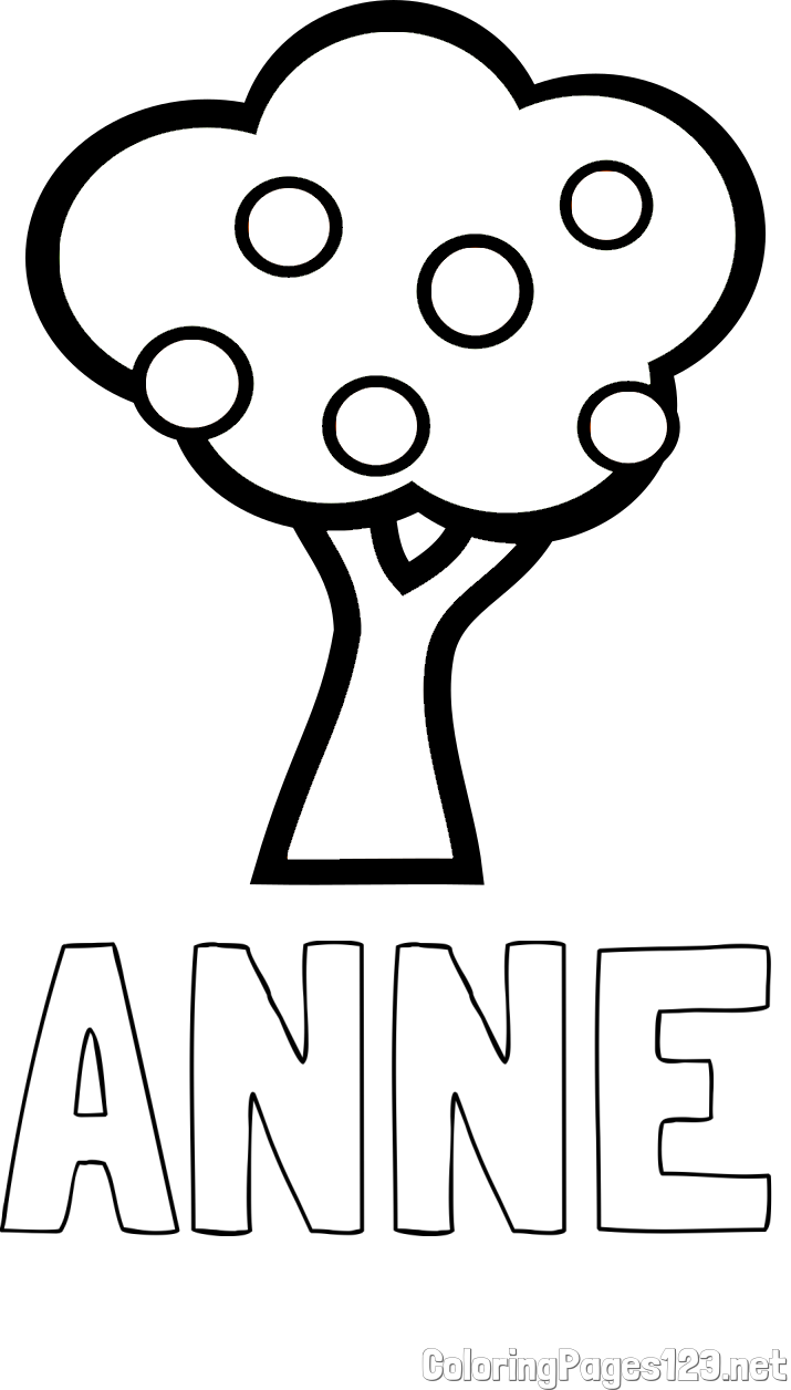 ANNE Coloring Page and Apple Tree Coloring Page