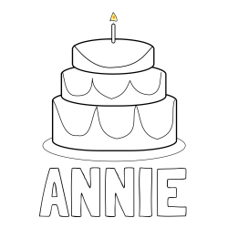 Online Created Coloring Page - ANNIE Coloring Page and Big Birthday Cake Coloring Page